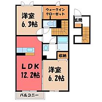 群馬県伊勢崎市茂呂町1丁目（賃貸アパート2LDK・2階・67.00㎡） その2