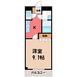 JR両毛線 伊勢崎駅 3.1kmの賃貸アパート 1階1Kの間取り