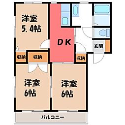 JR両毛線 伊勢崎駅 徒歩32分の賃貸アパート 1階3DKの間取り