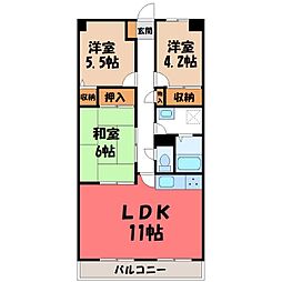 東武伊勢崎線 伊勢崎駅 3.2kmの賃貸マンション 3階3LDKの間取り