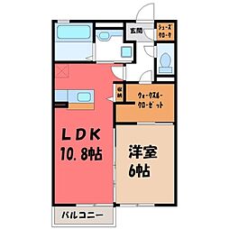 JR東北本線 古河駅 徒歩33分の賃貸アパート 1階1LDKの間取り