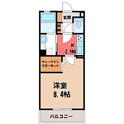 JR東北本線 古河駅 徒歩25分の賃貸アパート 1階1Kの間取り