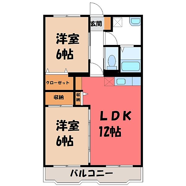 エディフィスKT ｜群馬県伊勢崎市連取町(賃貸マンション2LDK・1階・57.75㎡)の写真 その2