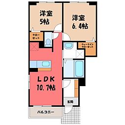 ヒカルサ伊勢崎II 2LDKの間取図画像