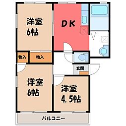 JR両毛線 伊勢崎駅 徒歩37分の賃貸アパート 1階3DKの間取り