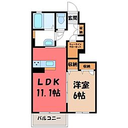 JR両毛線 伊勢崎駅 徒歩23分の賃貸アパート 1階1LDKの間取り