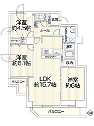 ヴィザージュ山鼻2 3LDKの間取図画像