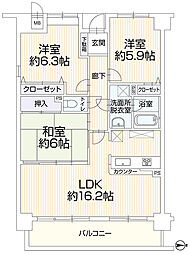 サーパス上中野 3LDKの間取図画像