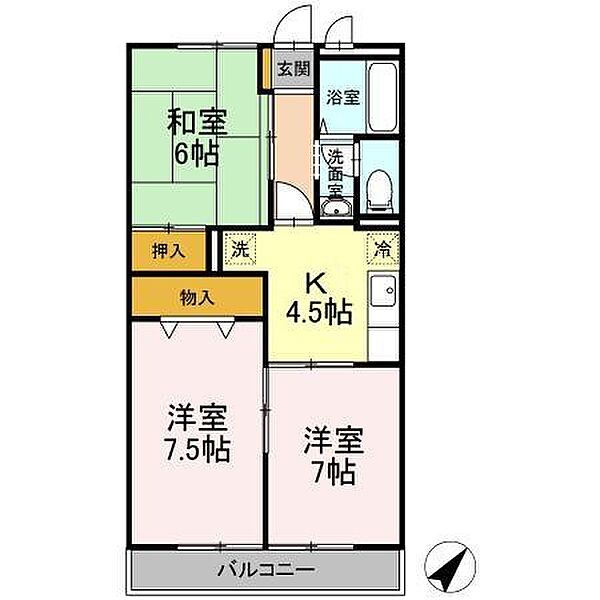 千葉県船橋市薬円台6丁目(賃貸アパート3K・1階・56.00㎡)の写真 その4