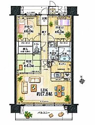 メイツ太平通 3LDKの間取図画像