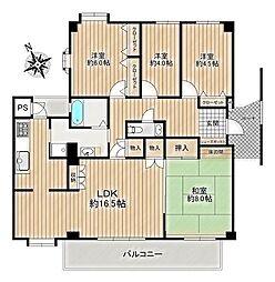 コープ野村川名山 4LDKの間取図画像