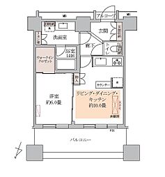 カテリーナ三田タワースイートイーストアーク 1LDKの間取図画像