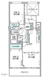 大森パーク・ホームズベイサイドコート 2LDKの間取図画像