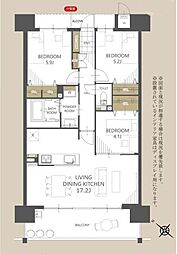 アルファステイツ北佐古 3LDKの間取図画像