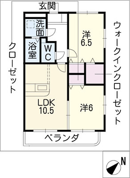 ルネスグランドールII 205｜愛知県豊橋市下地町字境田(賃貸マンション2LDK・2階・54.00㎡)の写真 その2