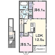 エクセランテルミエールII 203 ｜ 愛知県豊川市伊奈町平内55-1（賃貸アパート2LDK・2階・56.48㎡） その2