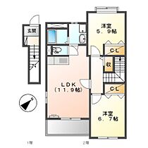 ヴィラ・サンライトI  ｜ 愛知県豊橋市王ケ崎町字宮脇（賃貸アパート2LDK・2階・62.50㎡） その2