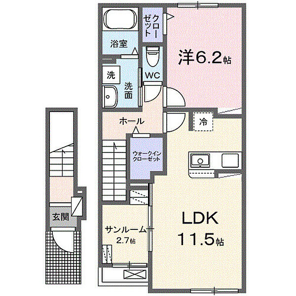 メゾンド　シャロレー　II 202｜愛知県豊橋市瓜郷町一新替(賃貸アパート1LDK・2階・50.96㎡)の写真 その2