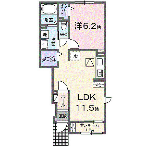 メゾンド　シャロレー　II 103｜愛知県豊橋市瓜郷町一新替(賃貸アパート1LDK・1階・43.61㎡)の写真 その2