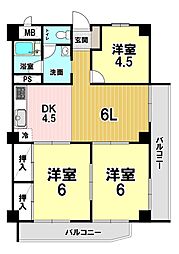 牛田グランドハイツ 3LDKの間取図画像