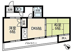 高須コーポラス 2DKの間取図画像