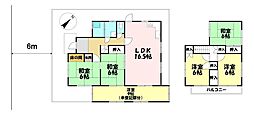 中古戸建　湖南市下田 6LDKの間取り