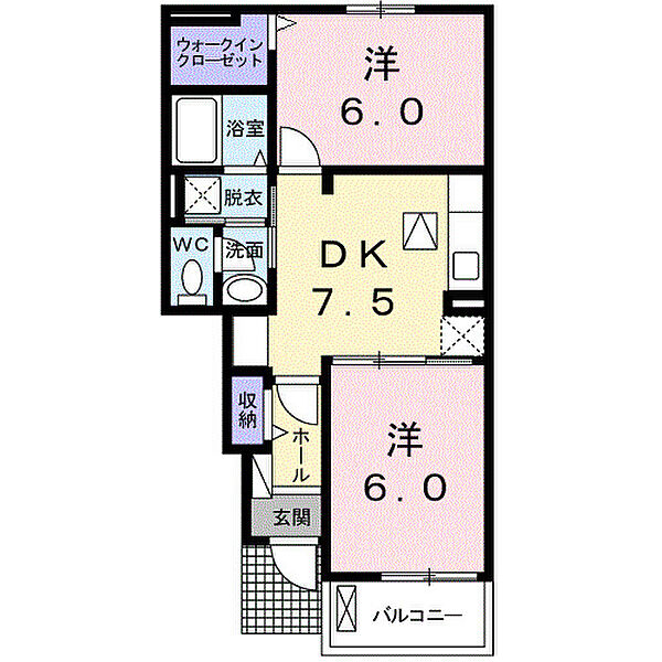 ナカドイロードＢ 103｜広島県福山市神辺町字道上(賃貸アパート2DK・1階・46.06㎡)の写真 その2