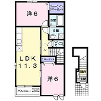 ジェルメＣ 201 ｜ 岡山県井原市下出部町2丁目24-1（賃貸アパート2LDK・2階・57.63㎡） その2