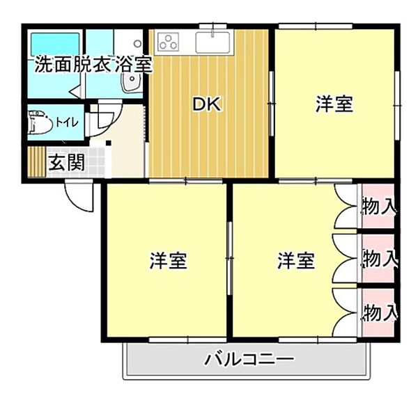 ロアールA ※102｜広島県福山市駅家町大字万能倉(賃貸アパート3DK・1階・56.46㎡)の写真 その2