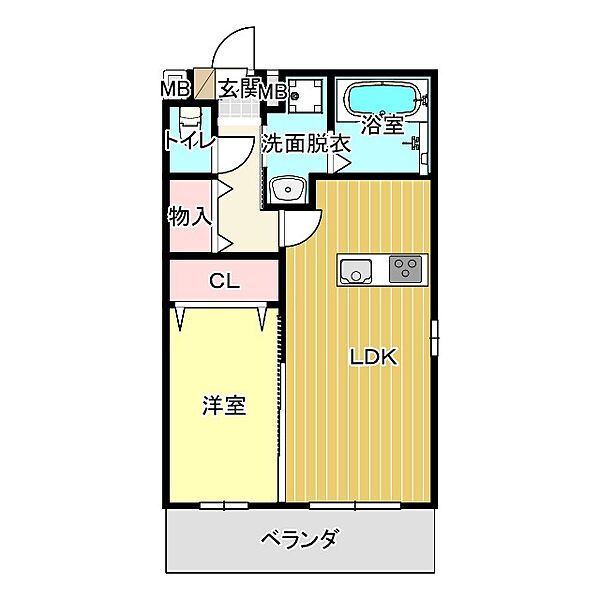 ビエント 206｜広島県福山市高西町川尻(賃貸マンション1LDK・2階・41.01㎡)の写真 その2