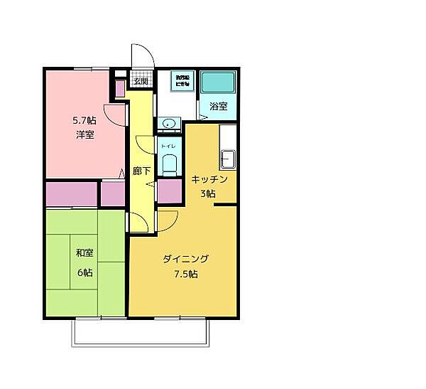 ジュネス松村 101号室｜広島県福山市草戸町5丁目(賃貸アパート2DK・1階・53.87㎡)の写真 その2