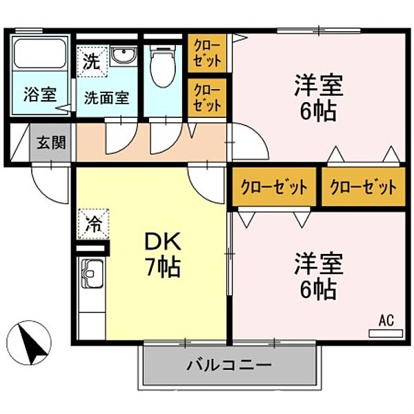 プラセール紙町 ｜香川県高松市紙町(賃貸アパート2DK・2階・47.90㎡)の写真 その2