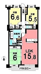 プリンスハイツ西春 3LDKの間取図画像