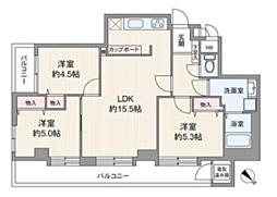南馬込セントラルパレス 3LDKの間取図画像