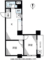マンション高田馬場 2Kの間取図画像