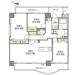 シテヌーブ阿波座 3LDKの間取図画像