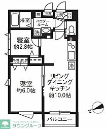 エルファーロ池尻 1階2LDKの間取り