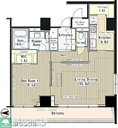 グランドゥール代々木大山 10階1LDKの間取り