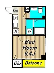 京王井の頭線 浜田山駅 徒歩6分の賃貸マンション 3階1Kの間取り