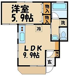 サンライズ上祖師谷 1階1LDKの間取り