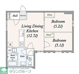GRAN PASEO三宿II 2LDKの間取図画像