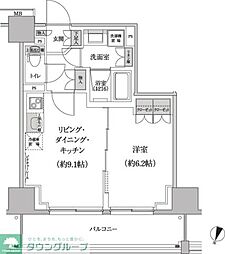 パークハビオ渋谷本町レジデンス 8階1LDKの間取り