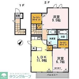 maison MIWA　B棟 202 2階2LDKの間取り