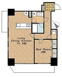 トレステージ目黒 2階1LDKの間取り