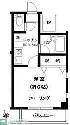 ヒルズエクセル 2階1Kの間取り