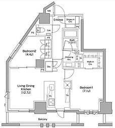 ザ・パークジオ碑文谷 2LDKの間取図画像