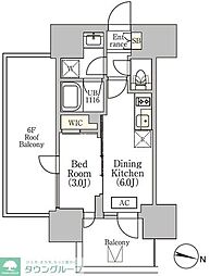 イプセ渋谷本町 1DKの間取図画像