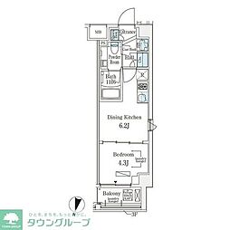 メゾン・クロイゾン 1DKの間取図画像