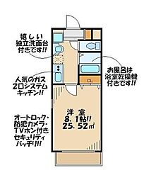 アフェクシオン南烏山 1Kの間取図画像