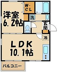 ホワイトハウス 1LDKの間取図画像